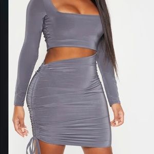 Ruched Charcoal Dress from Pretty Little thing New